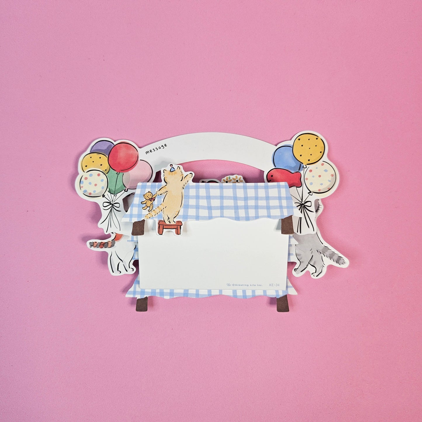 Cat Birthday Table Pop-up Card