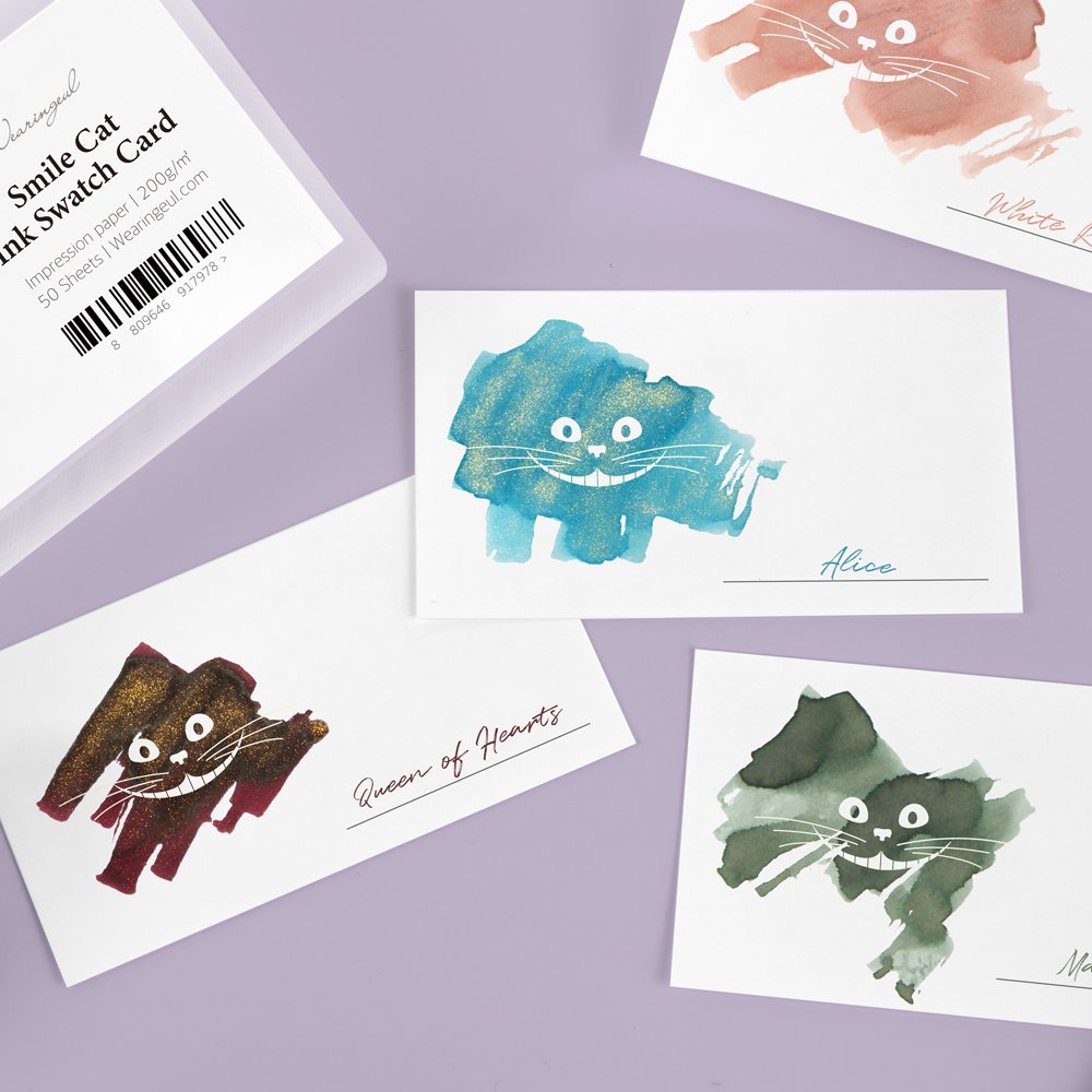Wearingeul Impression Ink Color Chart Card (50x90mm) – Smile Cat (50 cards)