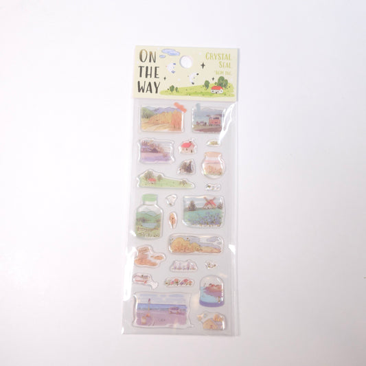 BGM Planner Stickers Sparkle Crystal Seal Traveling Scenery