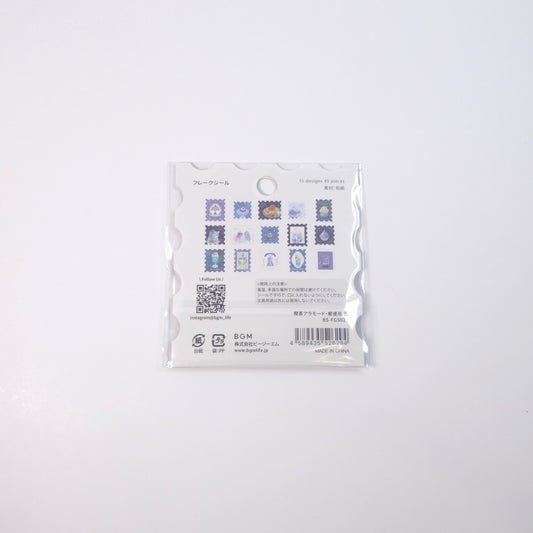 BGM Planner Stickers Flake Seal Coffee a la mode * Post Office Blue