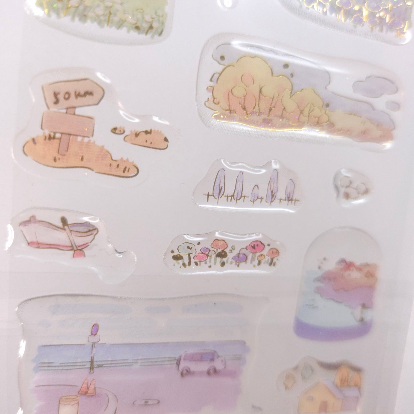 BGM Planner Stickers Sparkle Crystal Seal Traveling Scenery